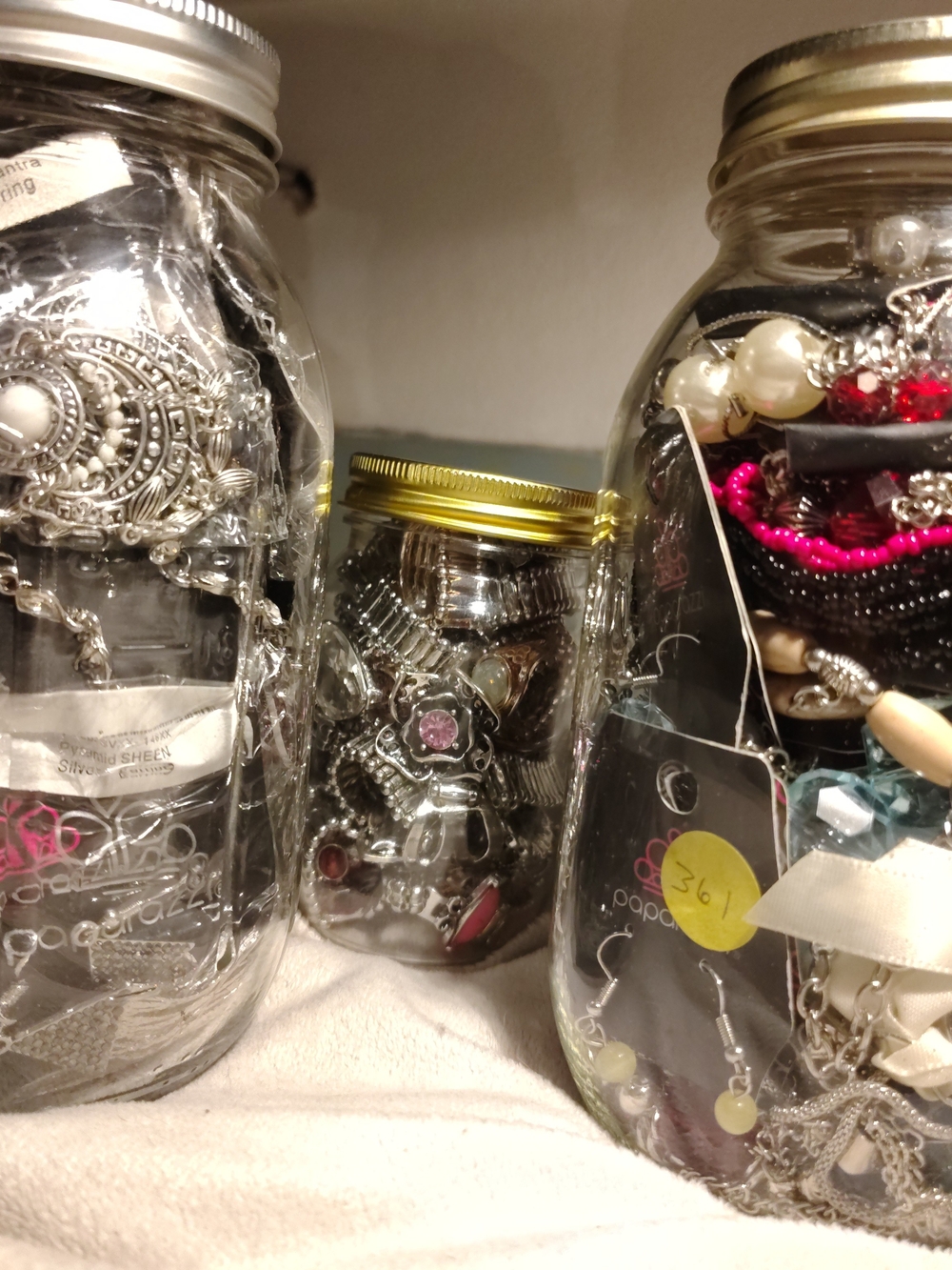 3 Jars of Silver-Tone Paparazzi Jewelry Sets Incl. A Jar Of Paparazzi Ring FULL!